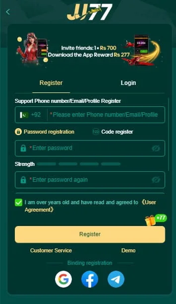 How to Register On JJ77 Game