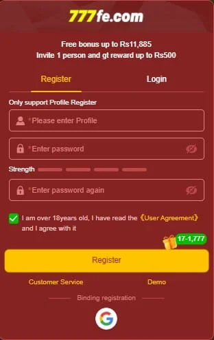 How to Register on 777FE App