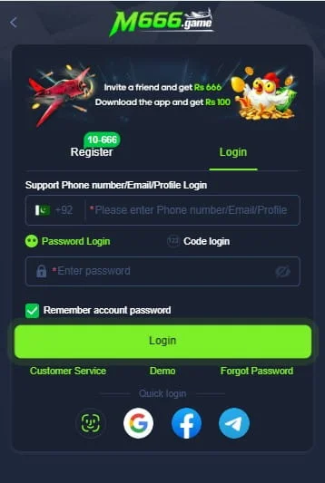 How to login on M666 Game