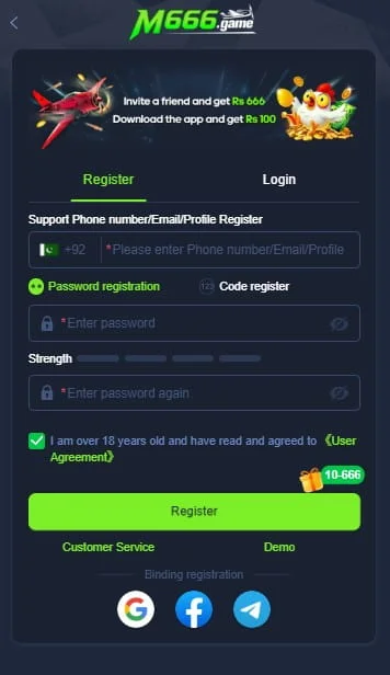 How to register on M666 Game