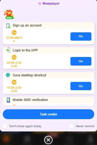 Sign Up Account Bonus on AR999 Download